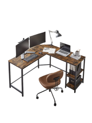 Bureau d'angle en L avec rangement