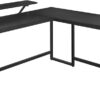 Bureau d'angle en forme de L avec support pour écran