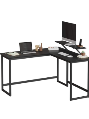 Bureau d'angle en forme de L avec support pour écran
