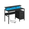 Bureau avec prise intégrée, éclairage LED