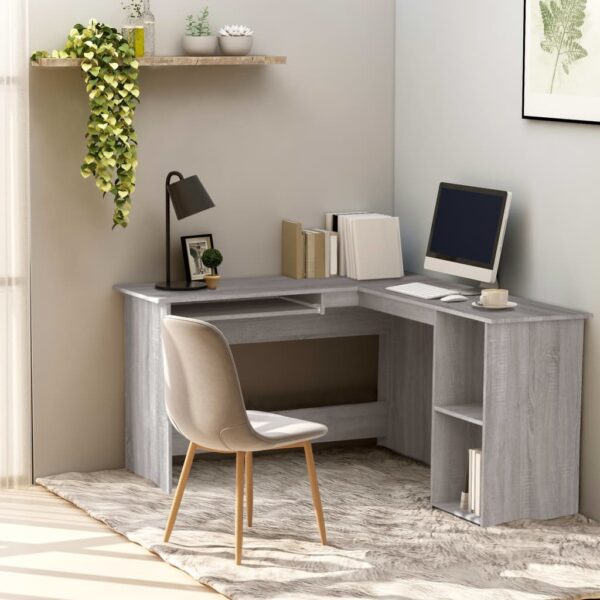 media Bureau d'angle en L gris