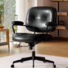 Chaise de bureau en cuir rotative avec accoudoirs